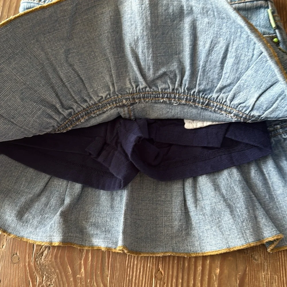 Children’s Place Distressed blue Denim Ruffle Skort Sz 6X/7 Butterfly Detail